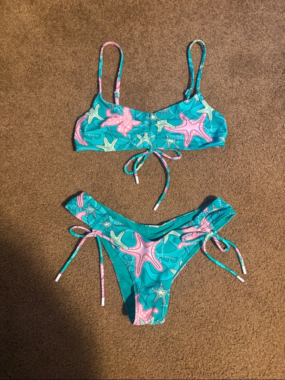 BlackBough Starfish Print Tie-Side Bikini Set